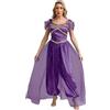 Runhomal Costume Principessa Araba Donna Costume Principessa Aladino Orientale Body Danza Carnevale Coslay Halloween Festa Viola Scuro 4XL