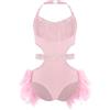 Monduelle Abito Da Ballo Pattinaggio Bambina Latino Americano Ginnastica Leotards Con Paillettes Piuma Costume Danza Samba Contemporanea Rosa 11-12 anni