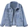 IQYU Giacca di jeans da donna, oversize, colore nero, leggera, estiva, da donna, elegante, per il tempo libero, vintage, per le mezze stagioni, per l'estate e la primavera, in denim