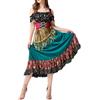Generico Costume Carnevale Zingara Indovina Donna Elegante per Feste E Spettacoli Teatrali Abito Flamenco Performance Palcoscenico Costume Veggente Carnevale Donna Elegante(Gold, L)