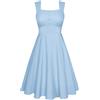 Belle Poque Abiti da Donna Collo Quadrato Senza Maniche Abito Midi A-Line Estate Casual Abito da Sera
