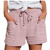 Generico Pantaloncini Lino Donna, Estivi Bermuda Larghi con Coulisse Elastica e Tasche Pratiche, Shorts Leggeri Eleganti in Cotone per Mare, Spiaggia e Casa, vestibilità Comoda, Taglie S-5XL