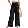 Niwicee Pantaloni Donna Estivi Eleganti Pantaloni Leggeri Comodi Pantaloni Traight Larghi Pantaloni Tinta Unita Casual Donna con Tasche Coulisse Pantaloni Palazzo 100% Cotone Pants (Nero, M)
