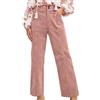 Generic Pantaloni da donna in velluto a coste alla moda a vita alta con doppio bottone in velluto a coste pantaloni vintage a gamba dritta pantaloni elasticizzati autunno inverno casual pantaloni da lavoro