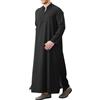 LVCBL Caftano da uomo a maniche lunghe Thobe con tasche, vestibilità universale M-3XL, Nero , M