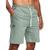 Zetieny Pantaloncini Cargo da Uomo in Lino Casual con Coulisse e Tasche | Pantaloni Corti Leggeri, Vestibilità Comoda, Cintura Elastica Con Cordoncino, Outdoor, Spiaggia, Tessuto Senza Elasticità