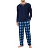 Litherday Pigiama da Uomo Pigiama Invernale da Uomo Pigiama Lungo da Uomo Pigiama in Cotone da Uomo Pigiama a Maniche Lunghe da Uomo Pigiama da Uomo con Coulisse e Tasche 2 Pezzi, S-XXL