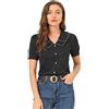 Allegra K Donna Camicia a Pois a Maniche Corte a Sbuffo con Colletto alla Peter Pan Vintage