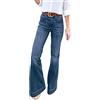Minetom Donna Jeans Pantaloni a Gamba Larga Vita Alta Elasticizzati Sciolto Eleganti Denim Lunghi Pantaloni