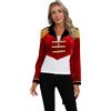 Hansber Costume da Circo Giacca Smoking Donna Giacca Lunga Maniche Lunghe Frange Nappa Abito Colletto Alto Smoking Mantello Medievale Vittoriano Costume Rosso M