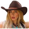 DRESHOW Cappello da Cowboy Donna Classico Cappello Western Retro a Tesa Larga con Fibbia e Cintura Cappelli Fedora in Feltro Arrotolati Unisex