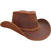 Pamposh Cappello da cowboy donna uomo vera pelle stile occidentale tesa larga cappello da cowgirl modellabile leggero fatto a mano durevole cappello bush