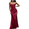 Generic Vestiti Matrimonio Donna - Vestito Lungo Sexy da Donna in Raso con Corsetto, con Spalline, Push-Up, A Spina di Pesce, con Arricciature, da Sera E da Festa, Lungo