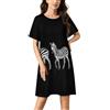 Generic Three Zebras - Camicia da notte da donna, a maniche corte, casual, con stampa, Stile:, S