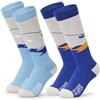 OutdoorMaster Calzini da sci per bambini, con design a polpaccio, caldi, per snowboard, per ragazzi e ragazze, A -Blu Giallo+Grigio Blu, 23-29