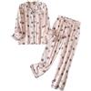 DWPEXLET Pigiama da Donna in Flanella di Cotone, a Maniche Lunghe, con Bottoni, Caldo Pigiameria S-XL, Rosa, M