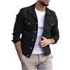 Generico Giubbotto Uomo Primavera, Giacca Di Jeans Uomo Giubbotto Primaverile Estiva Casual Denim Giubbino Giacche Slim Fit Leggera Jacket Nero, L