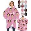 Xiuyours Felpa con cappuccio personalizzata con foto Coperta indossabile con foto Felpe personalizzate Regali su misura per Natale Donne Bambini Uomini, Unisex Adult/Kid