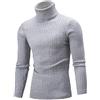 GUOCU Uomo Autunno Inverno Manica Lunga Collo Alto Maglione Tinta Unita Slim Fit Classico Casuale Maglia Pullover Tops Grigio M