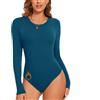 WOWENY Body termico, da donna, foderato, a maniche lunghe, in micro pile, termico, girocollo, basic, a maniche lunghe, caldo e confortevole