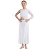 Linjinx Vestito Danza Lirica Contemporanea Bambina con Manica Lunga E Singolo Spallo Leotard Gimnasia Tuta Balletto con Falda Tulle Vestito Balli Sala