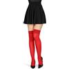 Looksy - Calze sopra il ginocchio da donna, lunghe e semplici per ragazze, per scuola, cosplay, uniforme, calze 60 den, Rosso, Taglia unica