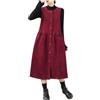 SYDUZAX Abito Scamiciato in Velluto a Coste con Bottoni Donna Abito Completo con Tasche Abito Casual in Velluto a Coste Autunno Inverno Abito Lungo Senza Maniche Largo di Media Lunghezza a Trapezio