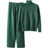 Generico Complete da Donna Eleganti Lana Completi in 2 Pezzi di Lana Curvy Tuta Pullover Maniche Lunghe e Pantaloni a Gamba Larga in Vita Completo Sportivi a Metà Autunno Set Tuta Maglia Polsino Elastico