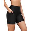 SHEKINI Pantaloncini da bagno da donna, a vita alta, ad asciugatura rapida, Sporty, leggings corti, da ciclismo, da spiaggia
