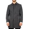 Infinity Leather Trench Invernale da Uomo in Misto Lana Nero Con Collo Classico