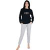 GIVOVA Pigiama Lungo Donna in Caldo Cotone in Varie Taglie E Colori, Pigiama Femminile (XL (48), GI052 Nero)
