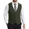 HISDERN Gilet da Abito Uomo Elegante Panciotto Uomo Regular Fit Cotone Poliestere Panciotti da Sposo in Tinta Unita Classico Gilet Vestito con 3 Bottoni Tasche per Matrimonio Cerimonia Ufficio S-4XL