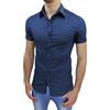 AK collezioni Camicia Uomo Slim Fit Bianca Aderente Elasticizzata Manica Corta Casual