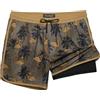 MaaMgic Costume da bagno corto da uomo, stile retrò, vintage, con compressione, pantaloni interni 2 in 1, ad asciugatura rapida, 4 vie, elastico e coulisse regolabile