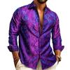 YOHOWA Camicia da uomo in seta con bottoni e motivo cachemire, camicia formale casual, da lavoro, vestibilità comoda, maniche lunghe