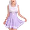LittleForBig, Abito mini da donna, senza maniche, in seta, a tutt'effetto Cheer Sissy, aderente, Viola, 3XL