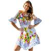 Antica Sartoria Positano Antica Sartoria - Vestito corto, scollo a bardot con spalle scoperte e maniche a volant. Abito da spiaggia da donna, abito lungo estivo da donna, abiti estivi casual, Positano, Taglia unica
