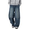 WAZHAKU Jeans neri Baggy da uomo, pantaloni termici streetwear, vestibilità larga, elasticizzati, caldi, in denim, foderati in peluche, elasticizzati, per il tempo libero, invernali, gamba dritta, in peluche