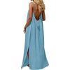 Generico Vestito Lungo Estivo Donna Abito con Schiena Scoperta Vestito da Mare Boho Chic Dresses Vestiti con Spalline Sottili Elegante Abiti Cerimonia Caftano Scollato Senza Maniche Taglie Forti Tinta Unita