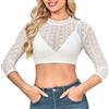 Aiseyi Dirndl Camicetta da donna a maniche lunghe, in pizzo, per costume tradizionale bavarese, Oktoberfest, bianco, XL