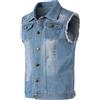 Yukirtiq Gilet da Uomo Smanicato Jeans Uomo Vintage Gilet di Jeans Senza Maniche Streetwear Giacca Jeans da Moto Slim Fit Gilet denim, Blu chiaro, S
