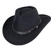 CXQRR Cappello da Cowboy Nero da Cowgirl per Donne e Uomini Stile Occidentale a Tesa Larga in Feltro Fedora Panama Cappello con Fibbia Staccabile Taglia M