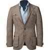 RAJEGAR Cappotti sportivi da uomo in tweed a spina di pesce slim a due bottoni casual misto lana giacche blazer marrone vintage britannico sposo cappotto, cachi, XXS