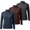 Generisch 3 pezzi maglietta termica da donna a maniche lunghe con collo alto, top termico invernale, sottogiacca a collo alto, maglietta termica calda, sottoveste termica, maglietta termica elegante