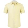 HISDERN Camicia da Uomo Giallo a Maniche Corte per Uomo Camicia Casual Estiva con Taschino sul Petto,M