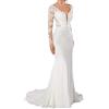 TAIGUHUI Abiti da Sposa Ufficio Registro Civile Abiti da Sposa Sirena Lungo Pizzo Abito da Sposa con Treno, Avorio, 42