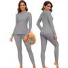 WOWENY Biancheria intima termica da donna in pile, biancheria intima invernale calda, funzionale, con colletto alto e pantaloni termici, leggings per tutti i giorni, sci, escursionismo