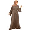 Generic Abito da donna musulmano tinta unita Abaya, lunghezza intera, vestibilità ampia, caftano musulmano con maniche lunghe, modesto abito islamico maxi da indossare tutti i giorni, preghiera e moschea