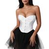 VONMELLI Corsetto Donna Sexy Bustier Corsetto Top Lace Up Overbust Shapewear Lingerie Costume Cosplay per Halloween, Carnevale e Feste Bianco XL