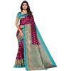 IMTRA FASHION Saree Di Seta Artistica Stampata Viola Tradizionale Indiana Con Camicetta-SELENA PURPLE